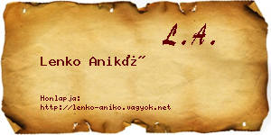 Lenko Anikó névjegykártya
